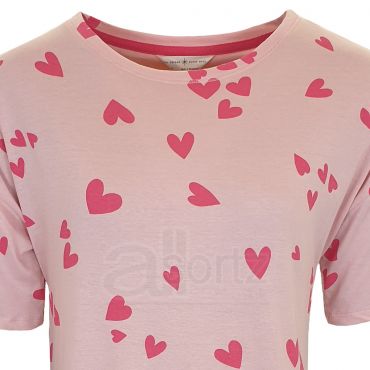 Ladies Pure Cotton Pink Hearts Nightdress