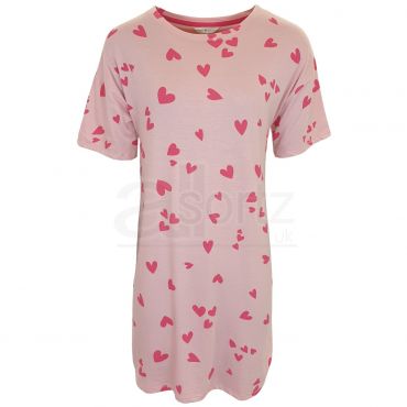 Ladies Pure Cotton Pink Hearts Nightdress