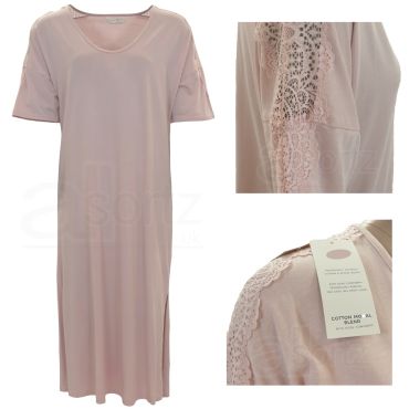 Ladies Short Sleeve Cotton Modal Longer Nightdress