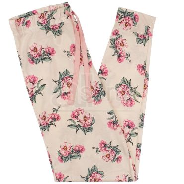 Ladies Cream Floral Print Lounge Pyjama Bottoms
