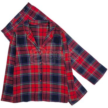 Ladies Brushed Cotton Checked Pyjama Set