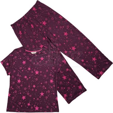 Ladies Cotton Star Print Cropped Pyjamas