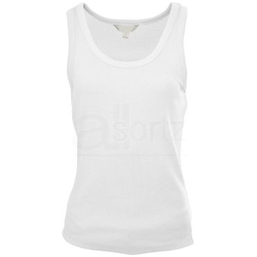 Ladies White Cotton Rich Ribbed Vest Top