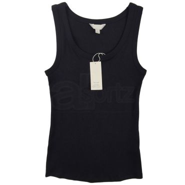 Ladies Black Cotton Rich Ribbed Vest Top