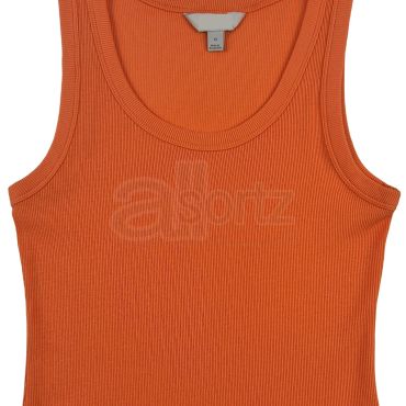 Ladies Orange Cotton Rich Ribbed Vest Top