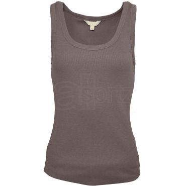 Ladies Beige Cotton Rich Ribbed Vest Top