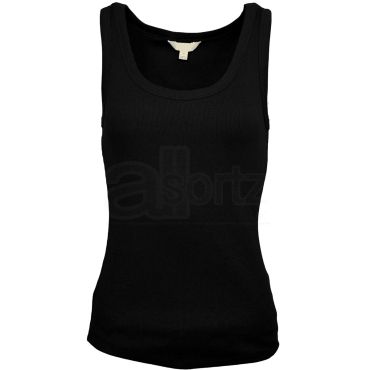 Ladies Black Cotton Rich Ribbed Vest Top
