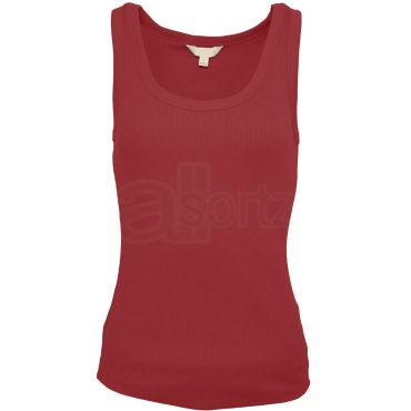 Ladies Cranberry Cotton Rich Ribbed Vest Top