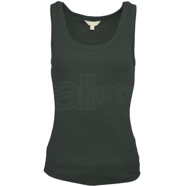 Ladies Hunter Green Cotton Rich Ribbed Vest Top