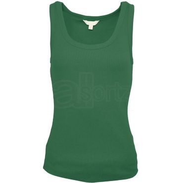 Ladies Mid Green Cotton Rich Ribbed Vest Top