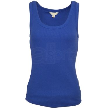 Ladies Blue Cotton Rich Ribbed Vest Top