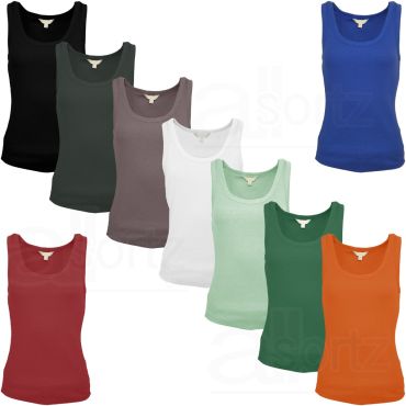 Ladies Cotton Rich Ribbed Vest Top