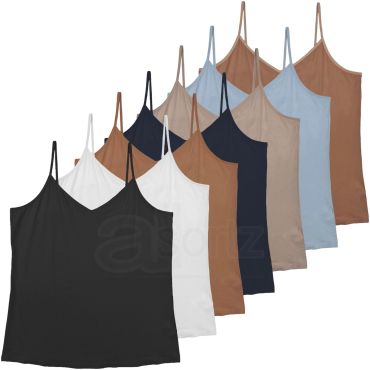 Ladies 3pk Cotton Rich Cami Vest Top