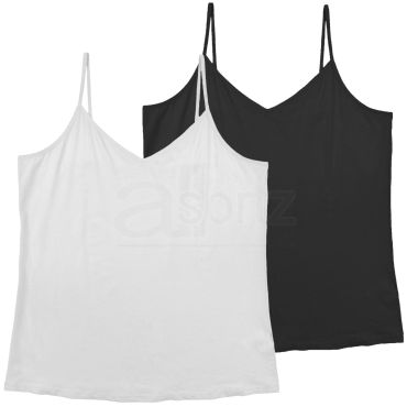 Ladies 2pk Cotton Rich Cami Vest Top