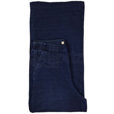 Ladies Elasticated High Waist Wide Leg Denim Trousers