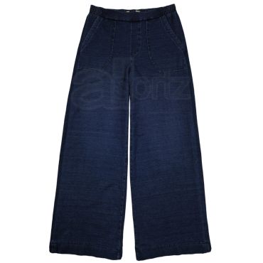 Ladies Elasticated High Waist Wide Leg Denim Trousers