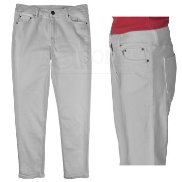 Ladies White High Waist Relaxed Slim Fit Jeans