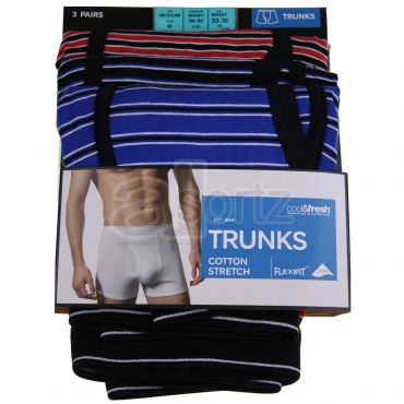Mens 3-Pack Stretch Cotton Rich Trunks