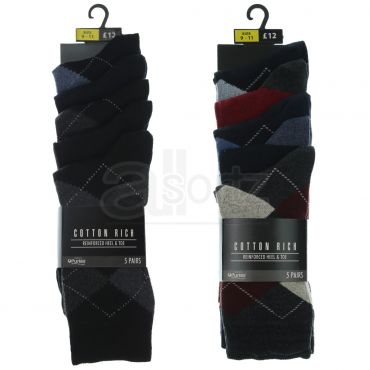 Mens Cotton Rich Argyle Socks