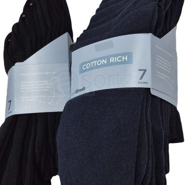 Mens 7 Pairs Navy or Black Cotton Rich Socks