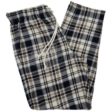Mens Pure Cotton Checked Loungewear Bottoms