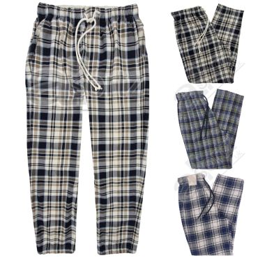 Mens Pure Cotton Checked Loungewear Bottoms