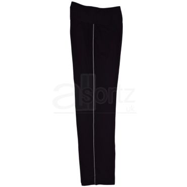 Ladies Black / White Cotton Rich Straight Leg Joggers