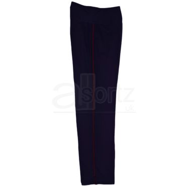 Ladies Navy With Red Stripe Cotton Rich Straight Leg Joggers