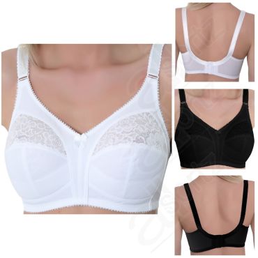 Ladies Gemm White Lace Trim Wire Free Bra