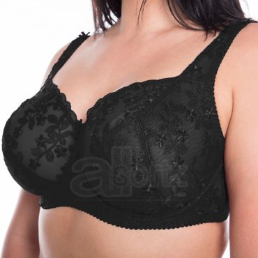 Ladies Gemm Black Lace Plus Size Bra in D - J Cup