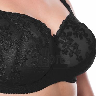 Ladies Gemm Black Lace Plus Size Bra in D - J Cup