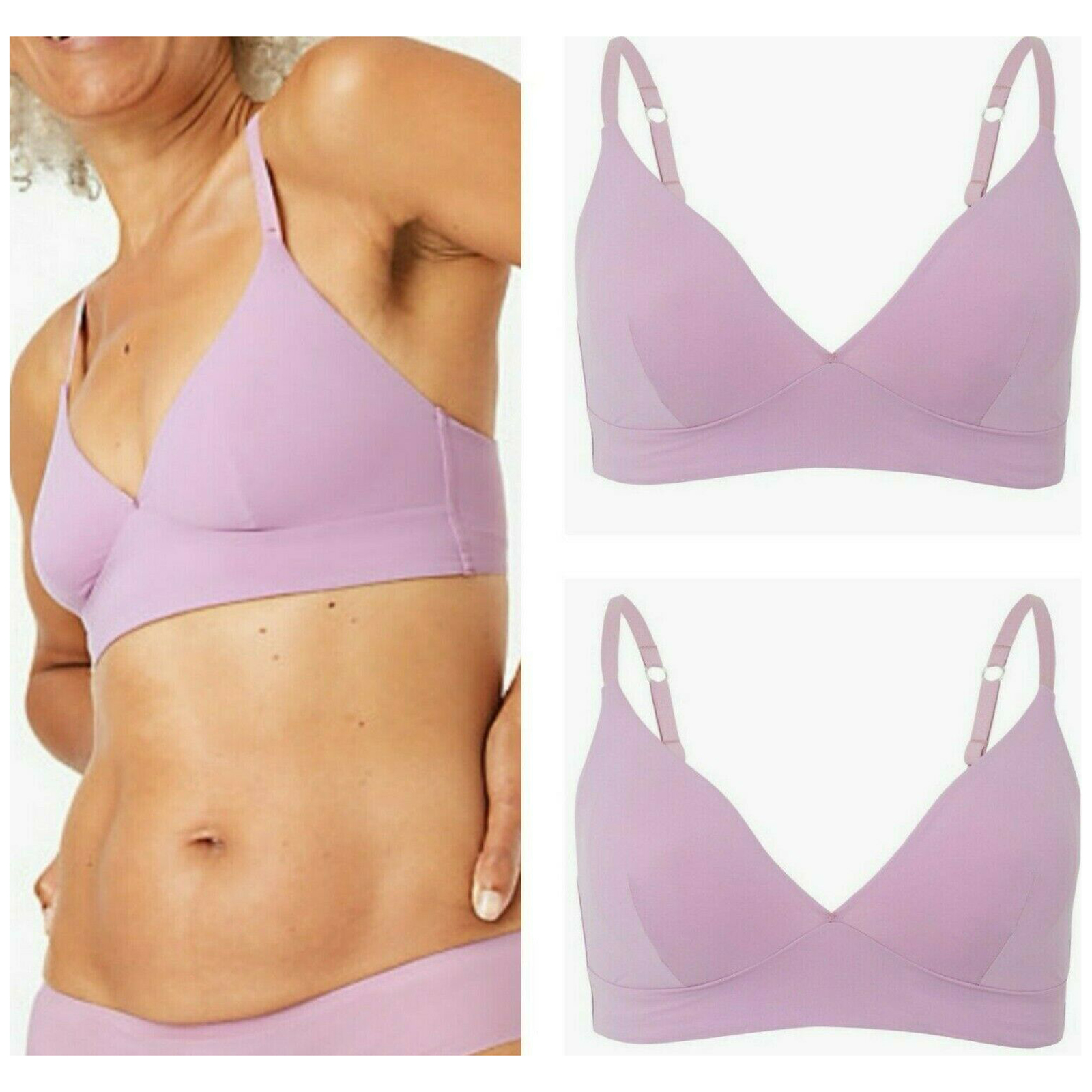 New Bralette Non Wired Soft Bra M S Body Smoothing Plunge Bra UK Size 32-38 A-E - Picture 14 of 14
