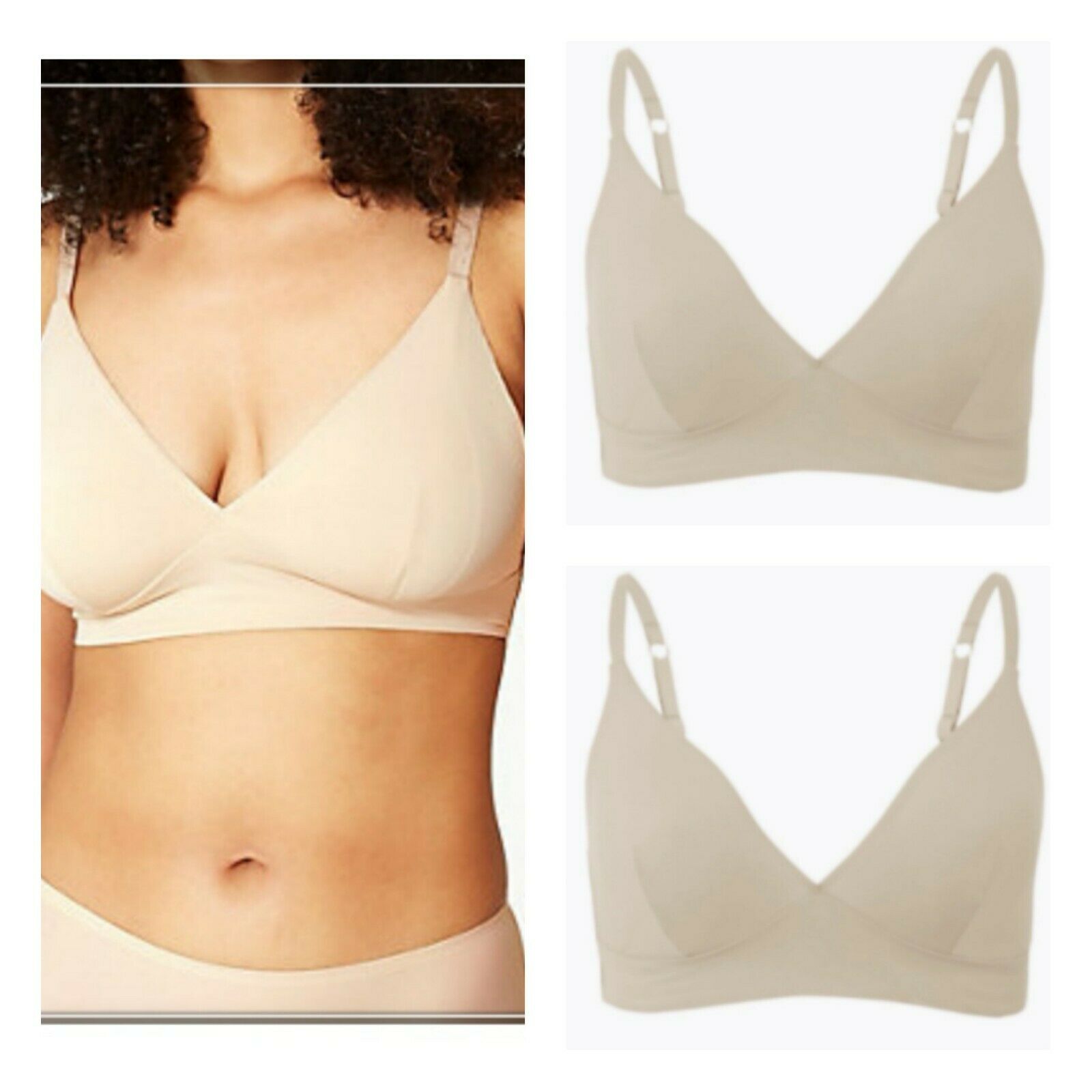 New Bralette Non Wired Soft Bra M S Body Smoothing Plunge Bra UK Size 32-38 A-E - Picture 13 of 14