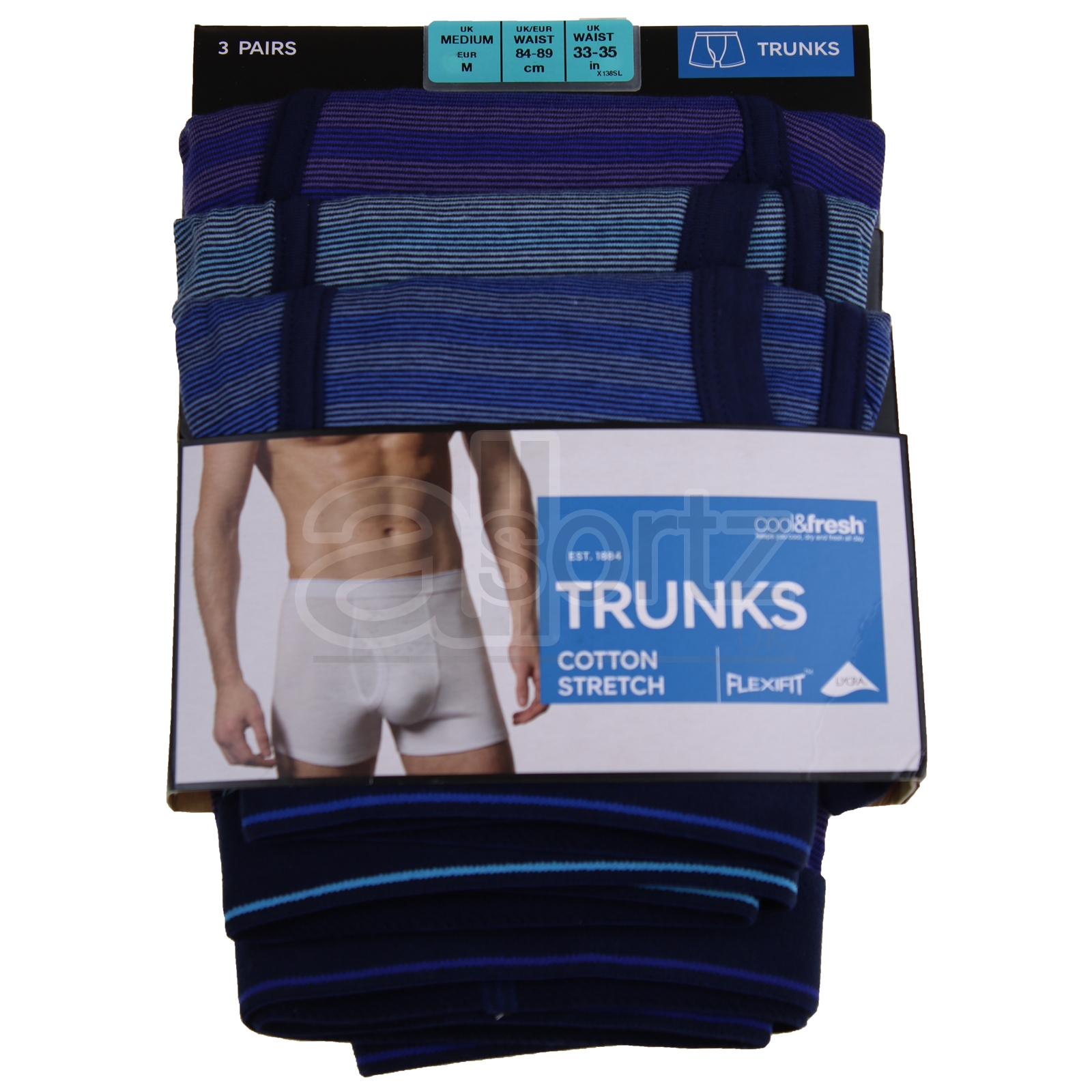 Mens 3 Pack Trunks M S Cool Fresh Cotton Rich Boxer Shorts Keyhole Fly